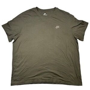 Nike T-Shirt Mens 3XL Olive Green Embroidered Logo Cotton Short Sleeve Tee